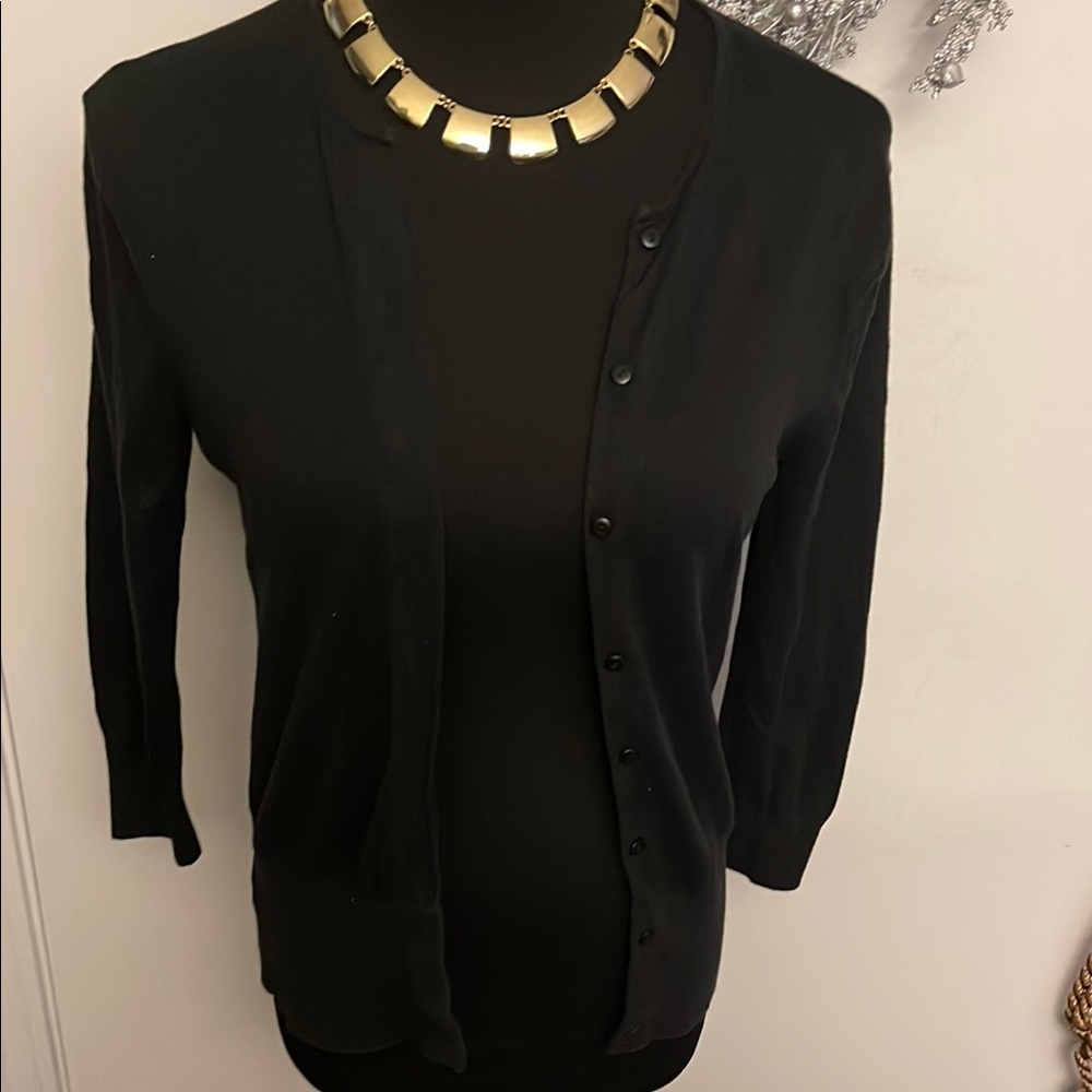 LOFT Black Button-Up Cardigan